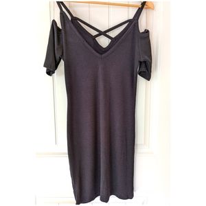 Heart and Hips Bodycon Midi Dress Sleeves Black Sz M